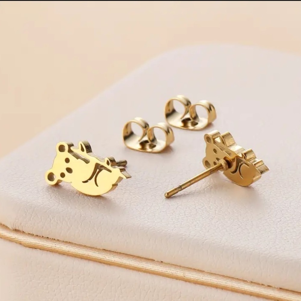 Gold Koala Bear Earrings - Picture 2 of 3